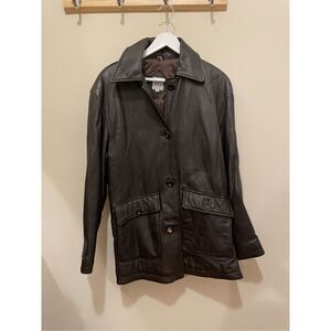 Vintage FG gear dark brown women’s leather jacket flawed size small